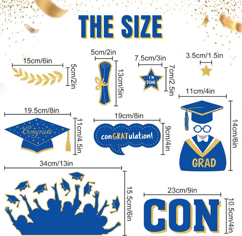 Whaline 193Pcs Graduation Window Sticker Clings, Removable Grad Decorations for School Home Office