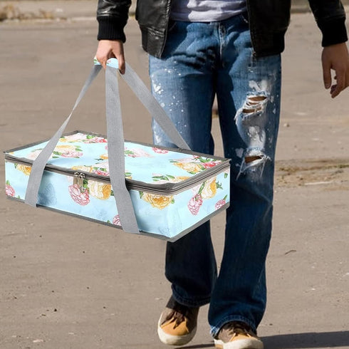 QEES Casserole Carrier, Insulated Food Carrier for Hot or Cold Food, Pie Carrier with Lid and Carrying Case for Travel