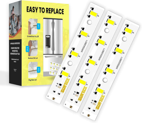 New Upgraded 3 Pack WR55X26671, PS11767930, AP6035586 LED Light Board Compatible for GE Refrigerator, Replace 4468532,