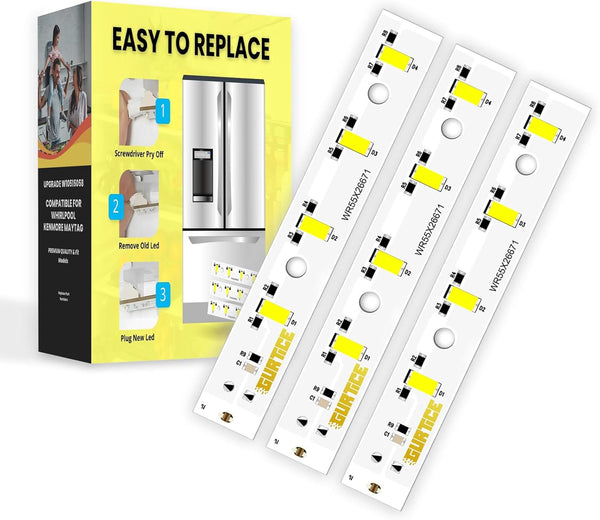New Upgraded 3 Pack WR55X26671, PS11767930, AP6035586 LED Light Board Compatible for GE Refrigerator, Replace 4468532,