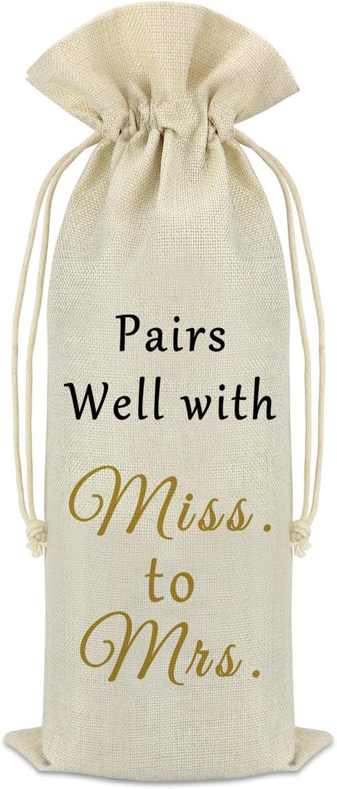 Bride To Be Gifts Wine Bag, Miss to Mrs Bachelorette Bridal Shower Engagement Gifts for Women