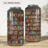 4 1 12oz Coozie SANDJEST Book Lovers Tumbler Bookshelf in Tumbler Can Cooler Skinny Stainless Steel Tumbler Gift