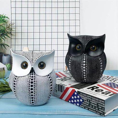 Owl Decor Sculpture for Home, Office, Bookshelf, TV Stand, Minimalist Resin Animal Crafts Gift for Friends, Family