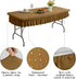 6ft Coffee Stretch Tablecloth for Rectangular Tables - Flared Wrap Design, Waterproof, Wrinkle-Resistant, Washable
