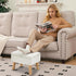 Storage Ottoman, Small Foot Stool Ottoman with Storage, Teddy Velvet Foot Rest with Wood Legs, Footstool for Living