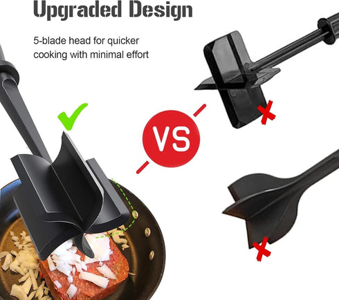 Meat Chopper and Smasher for Ground Beef and Potatoes, Nylon Construction, Non Stick Mix Chopper, Mix and Chop, Potato Heat Resistant (Black) by yoamstiny