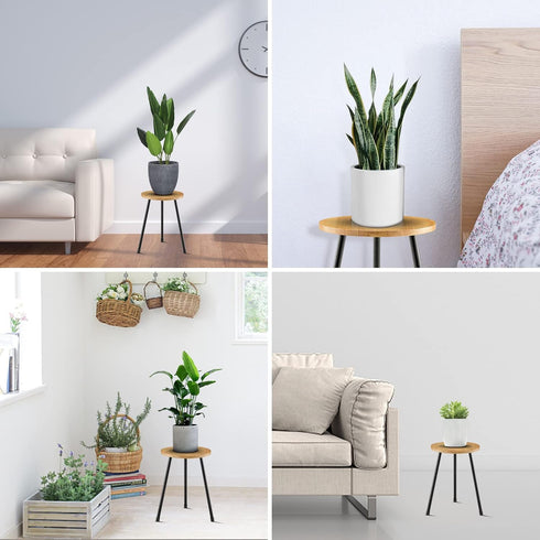 (11.8"x16") KINNARY Indoor Plant Stand, Mid Century Wood Plant Stand Plant Table for Flower Pots, Tall Metal Plant