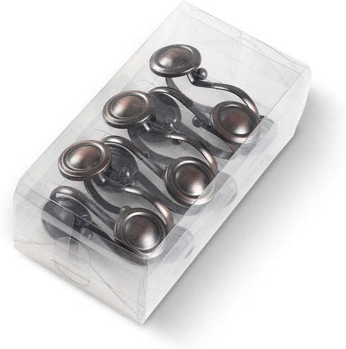 CHICTIE Bronze Shower Curtain Hooks Rings, Oil Rubbed Decorative Shower Curtain Hooks, Set of 12 (Oil-Rubbed Bronze)