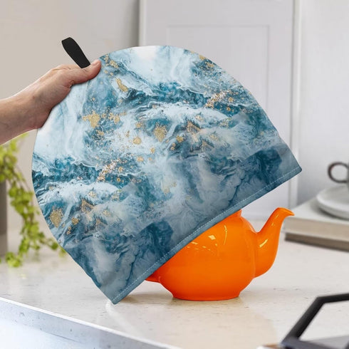 Hudotybom Marble Print Tea Cozy for Teapot Insulated Large Teapot Cover to Keep Warm Tea Kettle Cover Machine Washable Coffee Pot Cloth Covers Kitchen Home Decorations for Housewife Mom