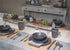 Elanze Designs Modern Chic Ribbed Serving Bowls Set of 4, Ceramic Stoneware for Meals and Soup (Charcoal Grey)