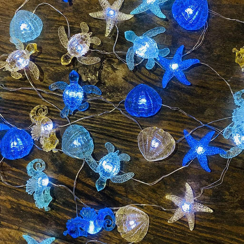 30LED 10ft Ocean Themed String Lights Marine Life Night Light Beach Dcor Sea Turtle Seahorse Starfish Clam Decorative