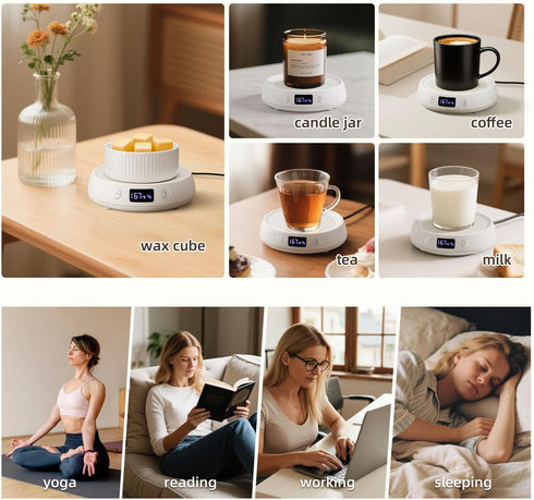 1-9H Coffee Mug Warmer for Desk with Auto Shut Off, Electric Cup Candle Wax Melter Warmer with Timer, Smart Mug Warmer
