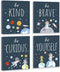 CHDITB Outer Space Canvas Wall Art, Abstract Universe Planet Print, Be Kind