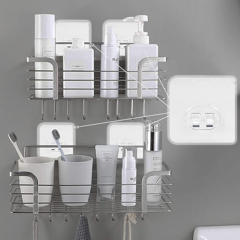 Cozycomfo Pack 10 Shower Caddy Adhesive Replacement Stickers Hooks Adhesive of for Corner Shelf Basket Bathroom Shelf