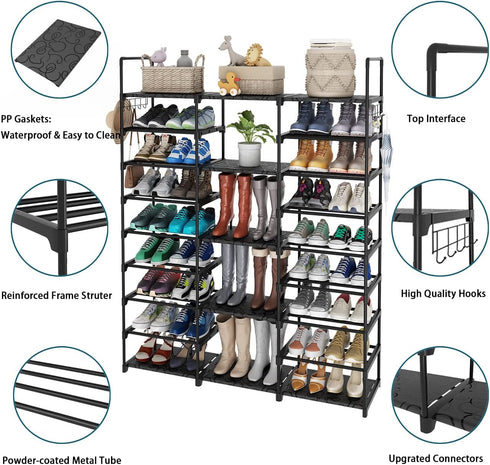 Caitlyn 9 50-55 Tiers Shoe Rack Storage Organizer Shoe Shelf Organizer for Entryway Holds Pairs Shoe and Boots