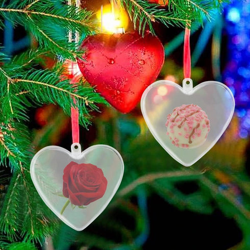 Jangostor 20 Packs Clear Heart Ornaments Balls for DIY Valentine Decorations, 6.5CM Plastic Fillable Baubles
