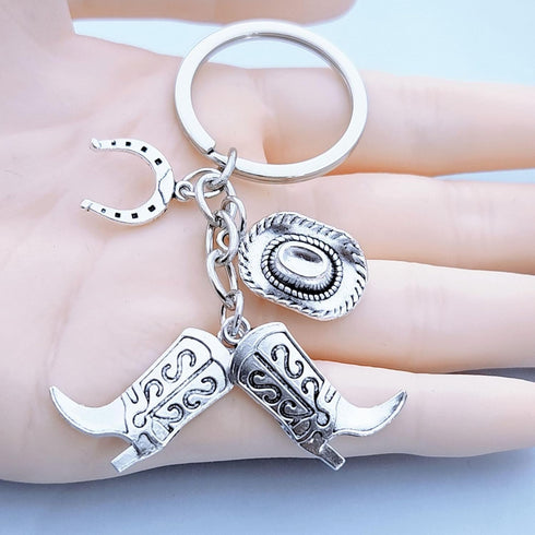 iMagitek 25 Pcs Western Cowboy Keychains - Western Party Favors Hat Boot Horseshoe Keychains for Guests