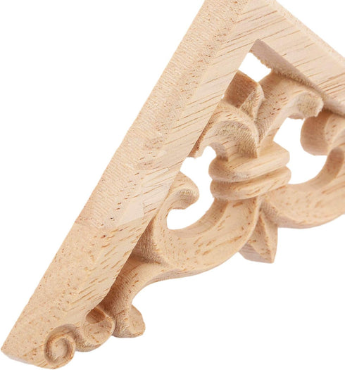 MUXSAM 4Pcs Wood Carved Appliques Onlays - Unpainted Wooden Corner Carvings for Wall Door Mirror Cabinet Decor,