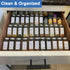 Expandable Spice Drawer Rack Organizer Insert, Multi Tier Adjustable Shelf for Kitchen Cabinet Storage