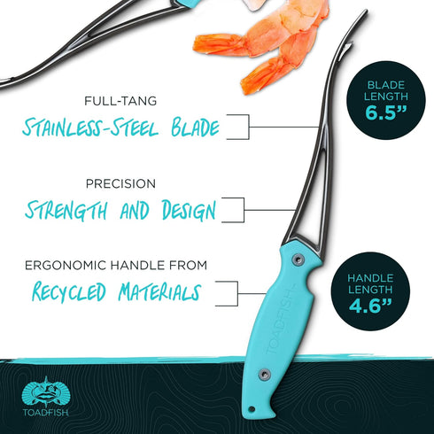 Toadfish Shrimp Deveiner Tool - Kitchen Essential Prawn & Seafood Peeler with Ergonomic Handle