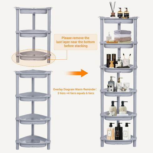 3 14.4 11.2 22.4 Inches, ELYKEN Tier Shower Caddy Organizer Shelf Corner, x x Rustproof, Plastic Shower Rack Stands