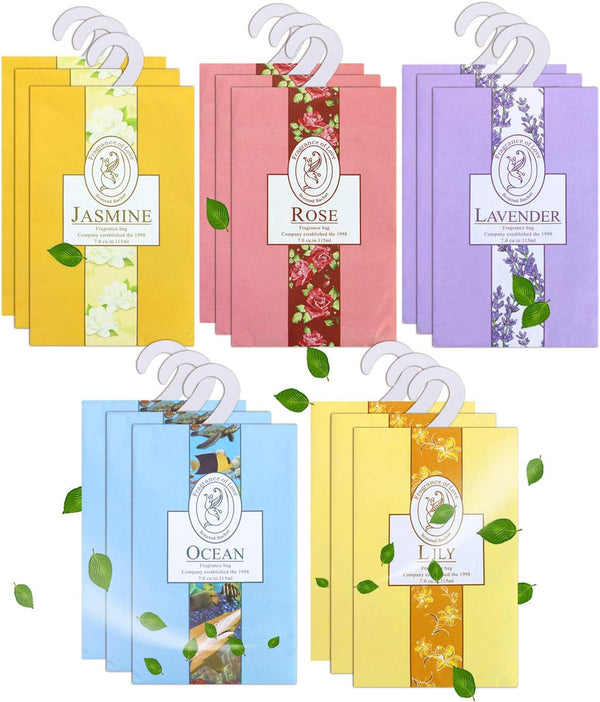 15 Pack Closet Air Freshener, Flower Scented Sachets Bags for Drawer and Closet Fresh Scents