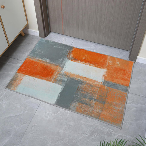 Non-Slip Area Rugs, Orange and Grey White Abstract Art, Home Decor Carpet for Classroom Living Room