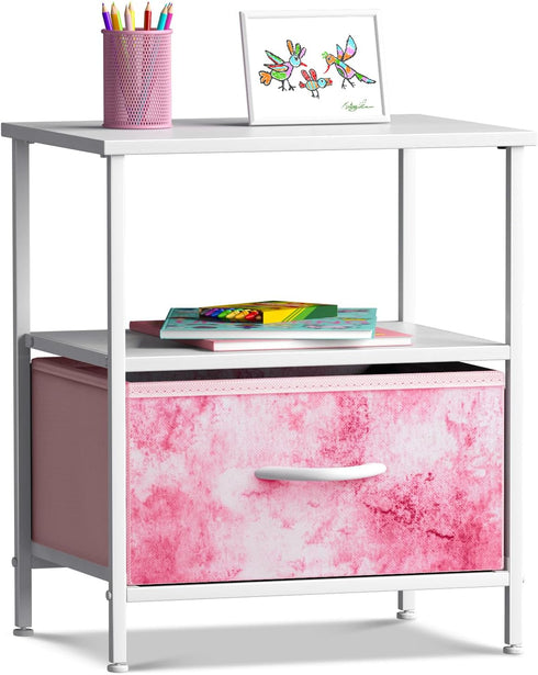 Sorbus 1 Drawer Shelf Storage Nightstand - Kids Bedside Furniture End Table