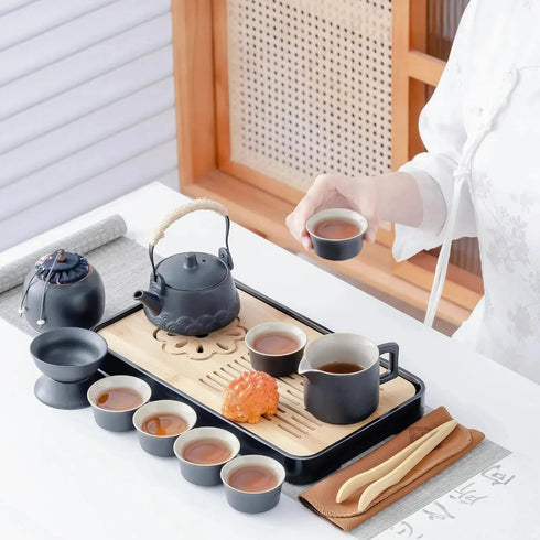 Set, Set 8oz Teapot,14-Piece ICHAG Japanese & Chinese Tea Adults' Portable Gongfu Tea with Teapet with Porcelain