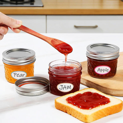 PUSKMAY 4oz (6 pack Mini Mason Jars with Lids, Small Glass Jars with Decorative Accessories, Wide Mouth Glass Storage