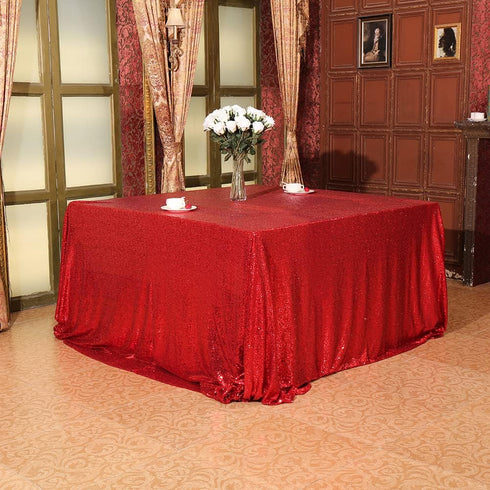 Eternal Beauty Red Square Sequin Tablecloth, Sparkly Overlay for Wedding Party Birthday Baby Shower Christmas 48"x48"