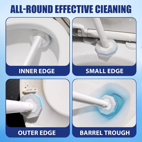 30 3-in-1 Set-2 2 30 2 Pack. Disposable Toilet Brush with Brush Heads, Toilet Cleaning System Ergonomic Toliet Wand
