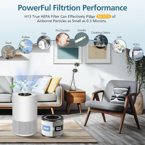 AP-S0610L Replacement Filter, 2 Pack, Compatible with MOOKA AP-S0610L Air Purifier, H13 True HEPA