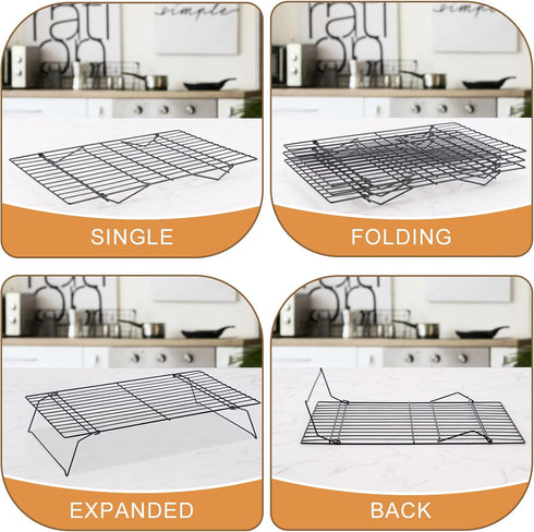 Cooling Rack for Baking 3 Tiers, 16" x 10" Stackable Nonstick Stainless Steel Wire Rack with Optimum Air Flow