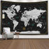 CAPSCEOLL World Map Tapestry Wall Hanging, Black White Large Map Tapestry Home Décor for Bedroom