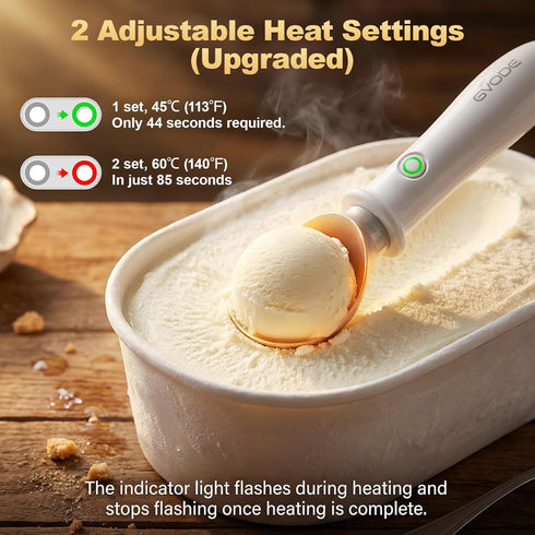 Heated Ice Cream Scoop Rechargeable, Dual Temperature Electric Warming Ice Cream Scoop with Safety Switch, Heavy Duty