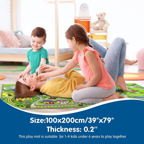 79"x39" Booooom Jackson Kids Car Rug - Play Mat for Toy Cars, Non-Slip Playroom Rug
