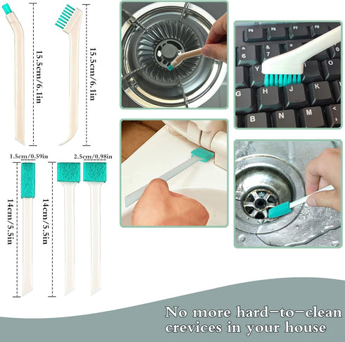 ELEMGULY 18 Pcs Small Household Cleaning Brushes, Deep Detail Crevice Brush Set for Gaps, Corners, and Spaces
