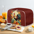 Chicken Sunflower Toaster Cover, 2 Slice Wide Slot, Retro Rooster Red, Machine Washable Kitchen Decor Accessories