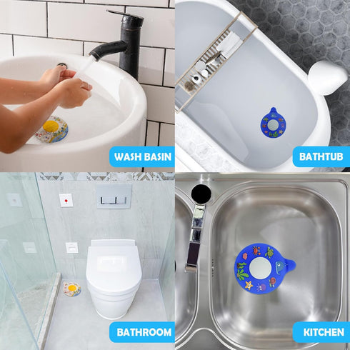 Iensen Silicone Bathtub Drain Stopper with Beach Scenery Print - Universal Tub Plug Cover, Beautiful Coral Reef Design
