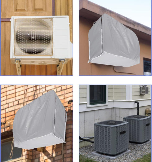Air Conditioner Cover, Outdoor Rectangle Anti-Snow Waterproof for Home Use - Silver (Size: 37x15.7x28.7inch).