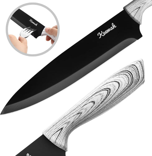 Keewah 19 Pieces Kitchen Knife Set, 15 Stainless Steel Knives with Wood Texture Handle & Acrylic Stand