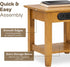 2 2 KAWIND Home Light Walnut Solid Wood End Table with Charging Station Compact Side Table with USB Ports & AC Outlets