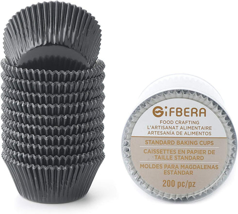 Gifbera 200-Count Standard Black Foil Cupcake Liners Muffin Wrappers