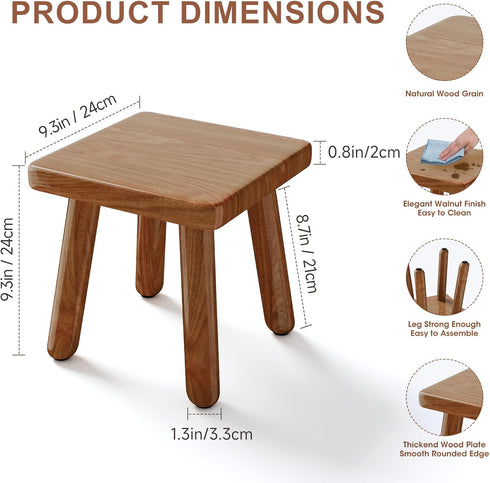 9 Inch Small Wooden Step Stool, multi-functional footstool, shoe changing stool, indoor plant stand, portable