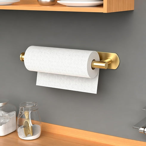 HUFEEOH Adhesive Paper Towel Holder Under Cabinet Wall Mount for Kitchen Paper Towel, Stainless Steel Paper Towel Roll