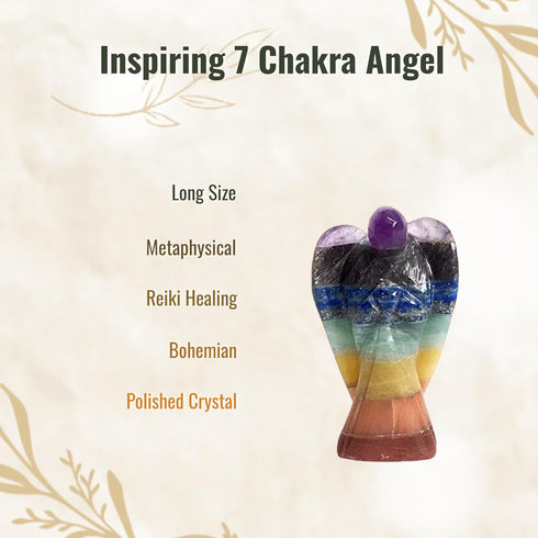 Metaphysical 7 Chakra Crystal Angel 3.5-4 Inch Reiki Healing Bohemian