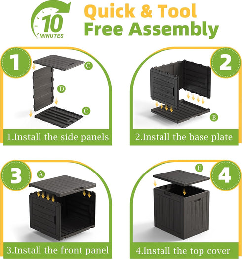 35 Package Gallon Resin Deck Box with Lockable Latch, Waterproof UV-Resistant Multi-Purpose Outdoor Storage for Patio