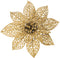 Supla 24 Pack Christmas Gold Glitter Poinsettia Flowers Picks, 5.9" Wide Christmas Tree Ornaments for Holiday