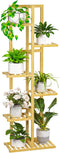 ROMGUAR CRAFT 6 Tier Bamboo Plant Stand Indoor, Wood Tall Flower Holder Corner Tiered